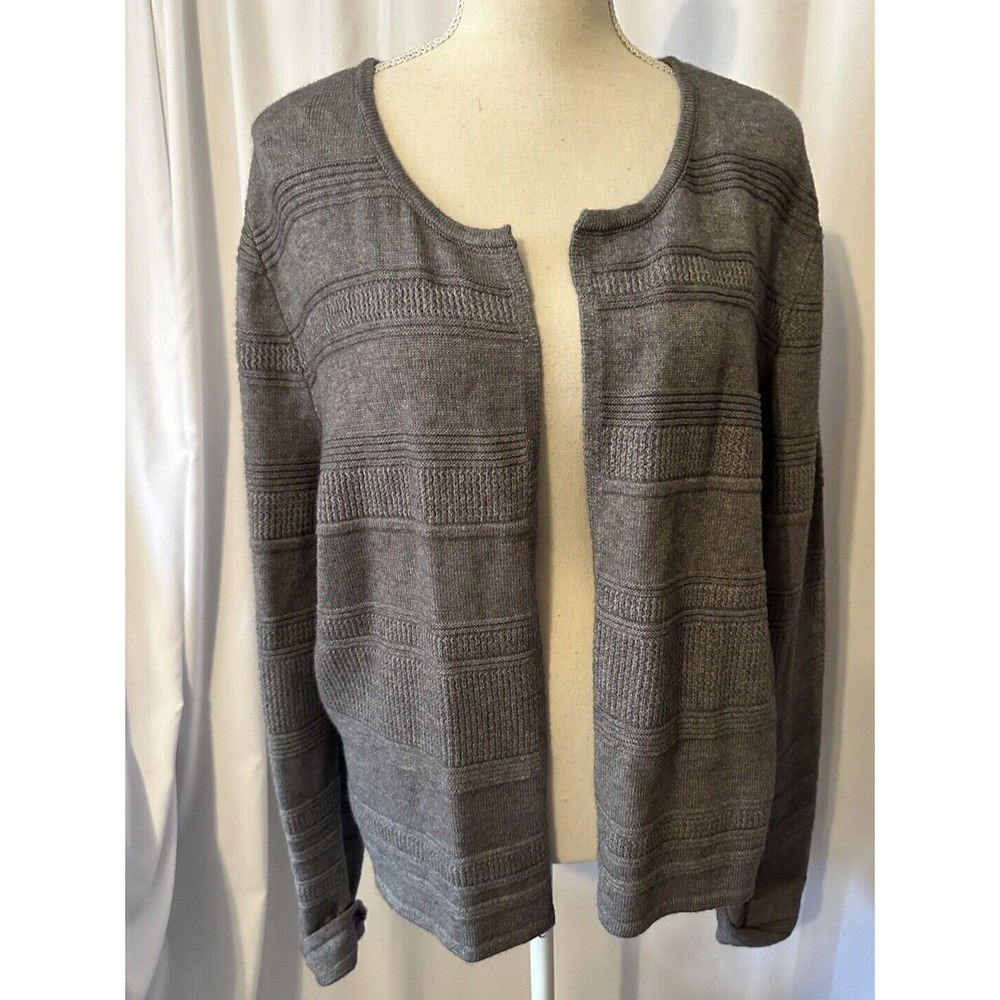 New Elle Cardigan Sweater Size L Open Front Knit Soft Delicate Round Neck